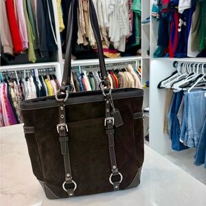 Coach vintage Y2K Chocolate Brown Suede Tote bag GUC